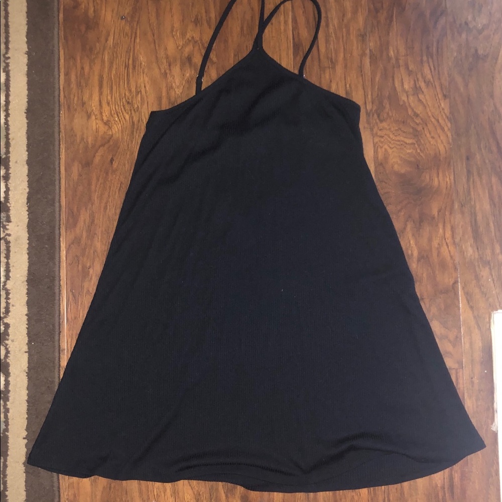LOVE FIRE MEDIUM BLACK HALTER TOP SKATER DRESS